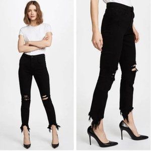 L'Agence Black Raw Distressed Hem High Line Skinny High Rise